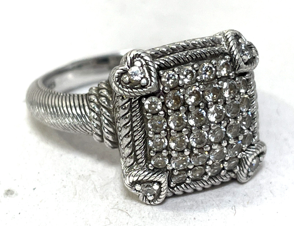 Judith Ripka 925 Sterling Silver CZ Diamonique Heart Statement Ring Size 8.75